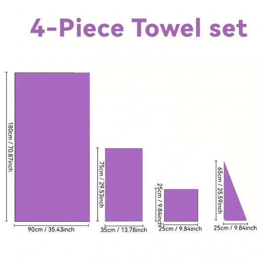 4pcs Ultra Soft Coral Fleece Bath Towel Set