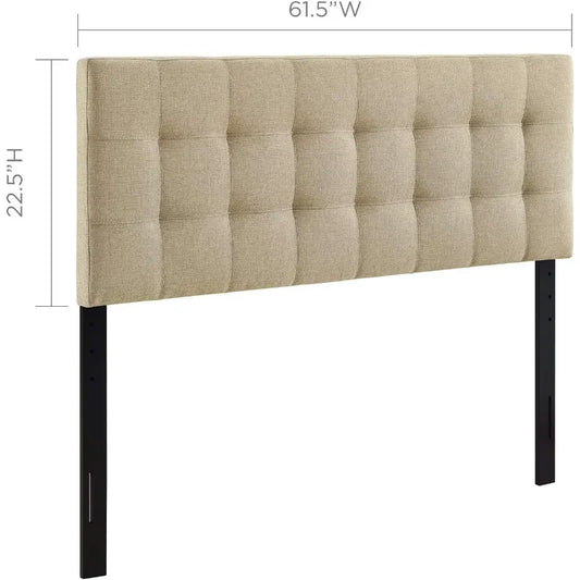 Linen Fabric Upholstered Queen Headboard in Beige