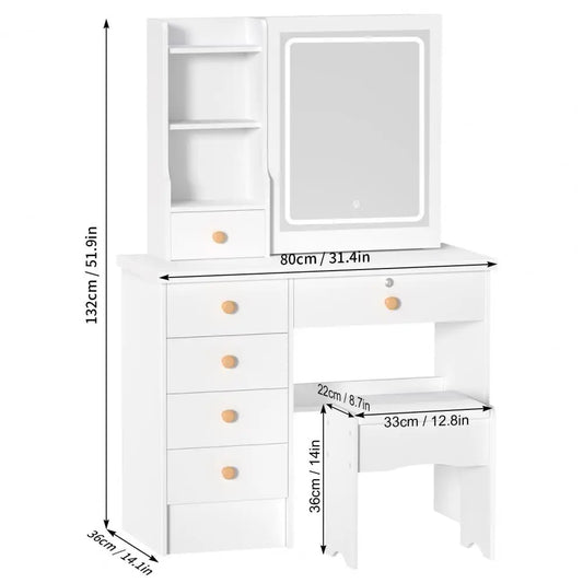 Dressing Table Vanity with Lighted Mirror