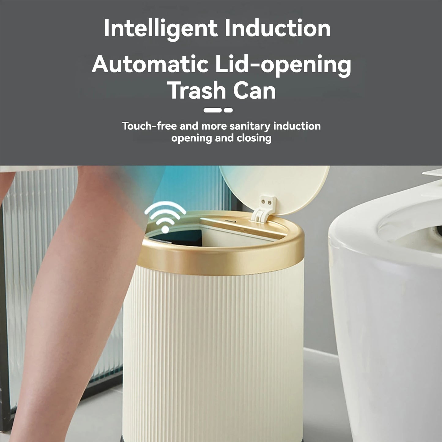 Small Touchless Elegant Garbage Can with Automatic Motion Sensor