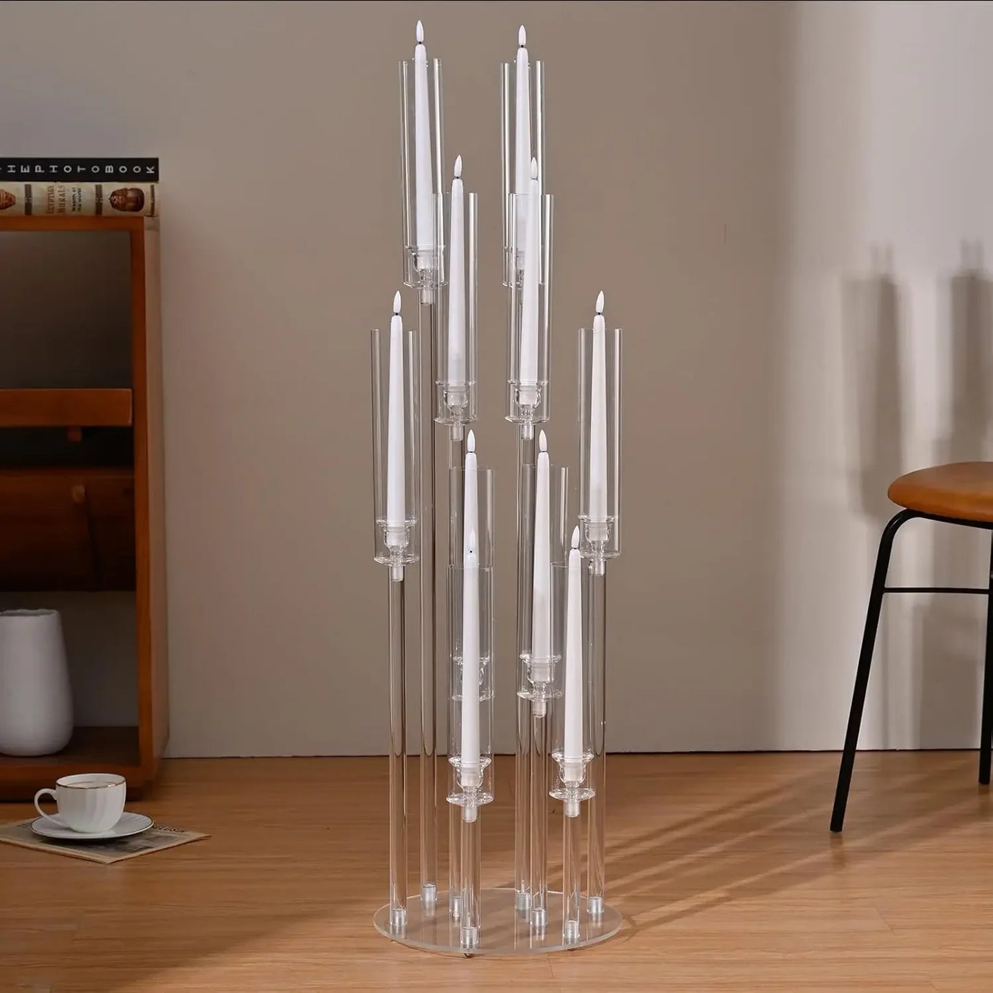 10Pcs Acrylic Candelabra Centerpiece Clear Candle for Table