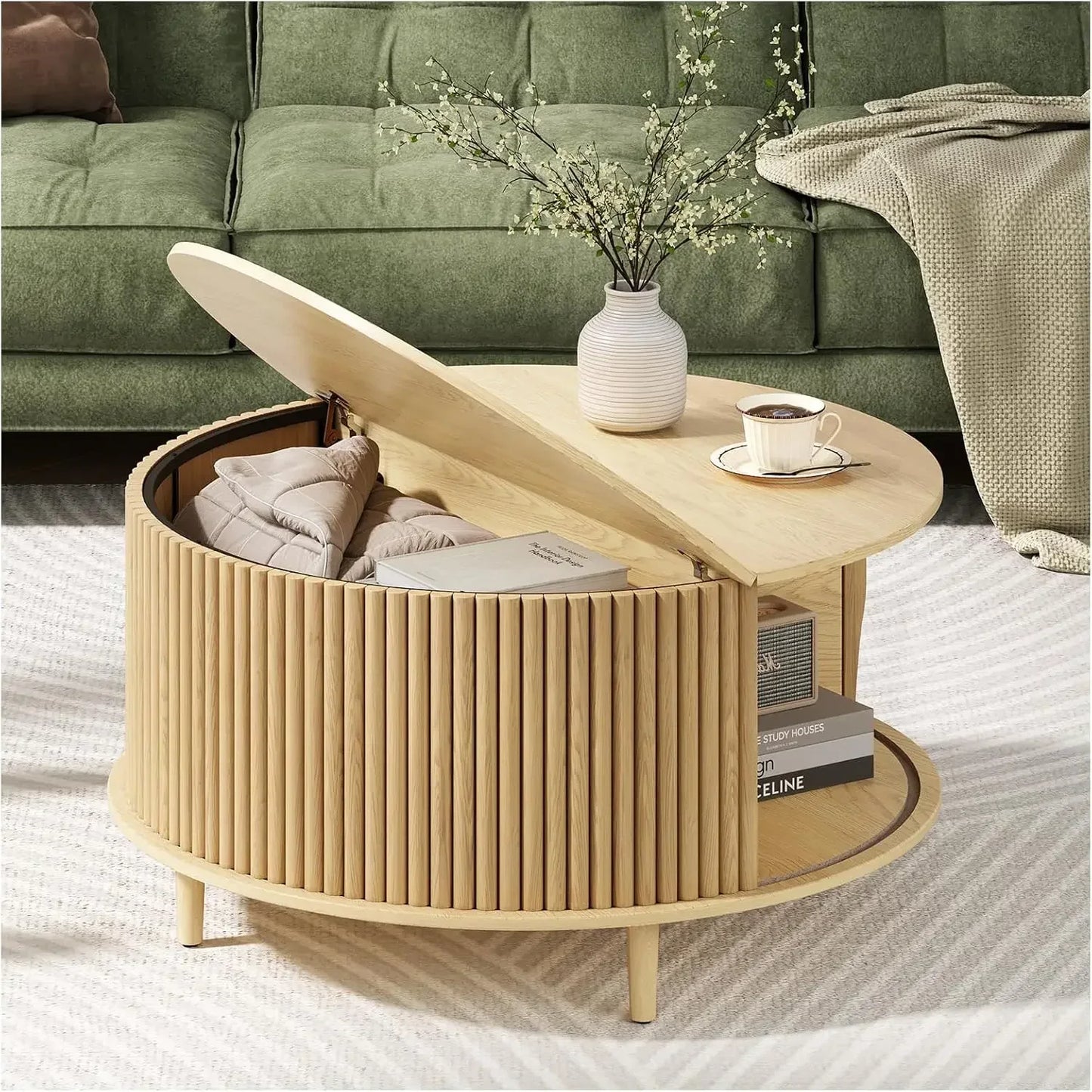 Round Coffee Table with Storage