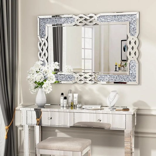Large Crystal Crush Diamond Decorative Wall Mirror