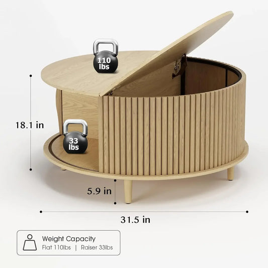 Round Coffee Table with Storage