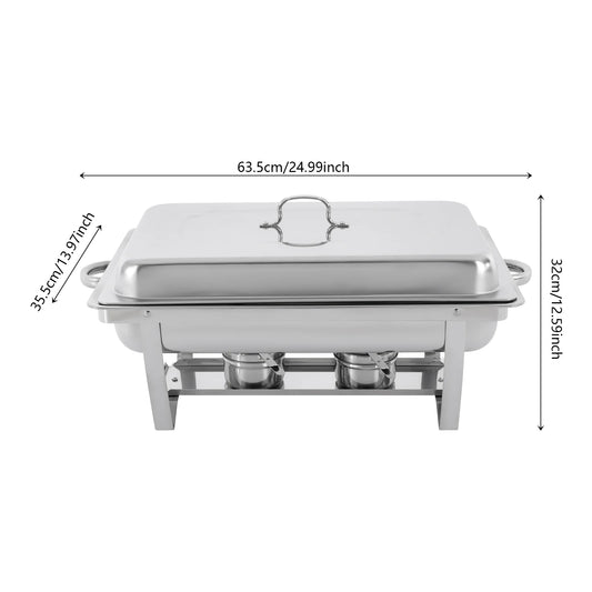 Chafing Dish Buffet Set 3 Grid Stainless Steel