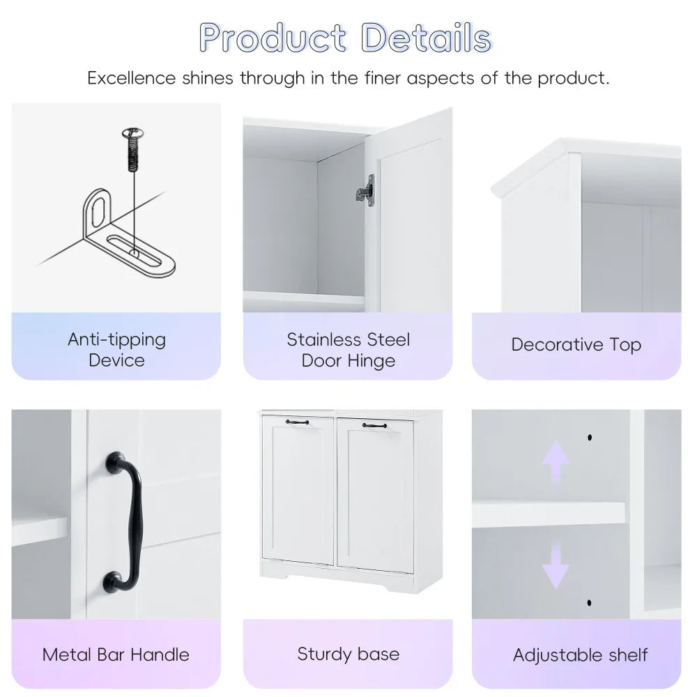 Bathroom Storage Cabinet with Tilt-Out Laundry Hamper