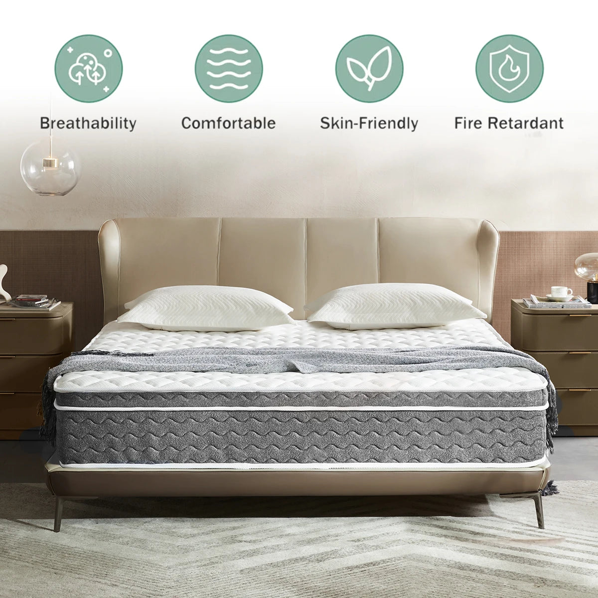Queen Size Mattress Hybrid Mattress,Fiberglass Free