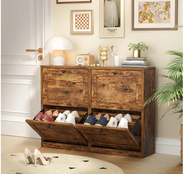 Shoe Cabinet with Flip Drawers, Freestanding Storage