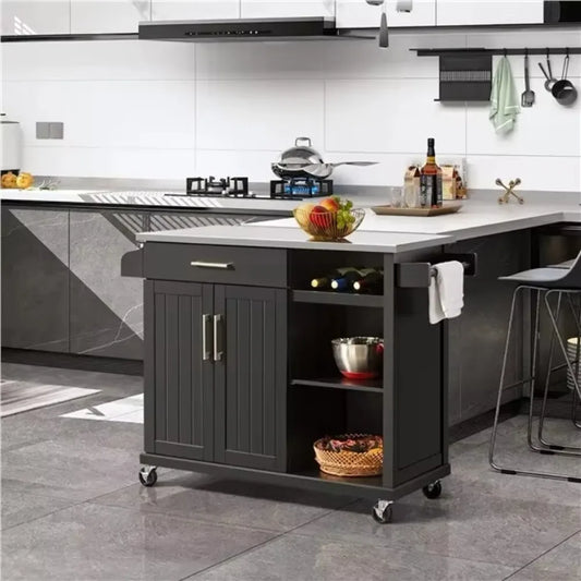 Kitchen Island Cart with Stainless Steel Top