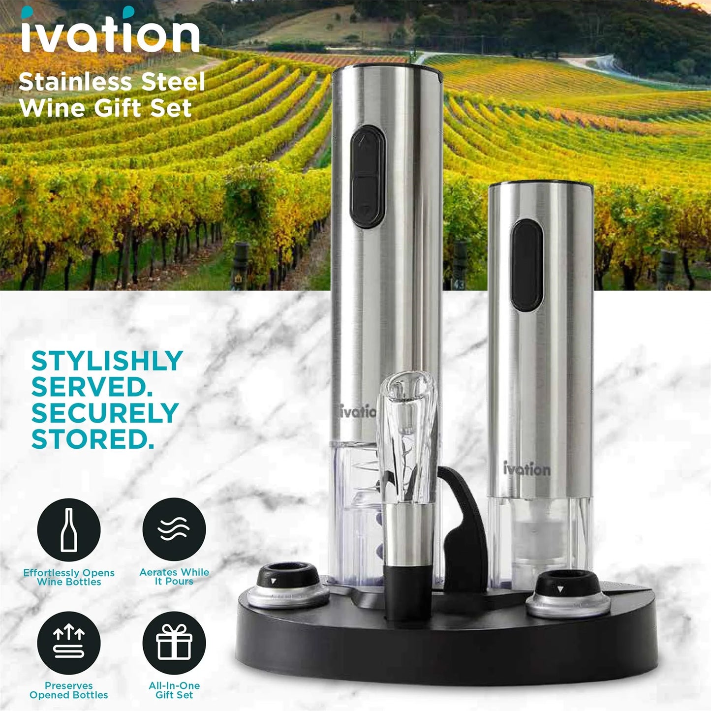 7-Piece Wine Set with Electric Bottle Opener