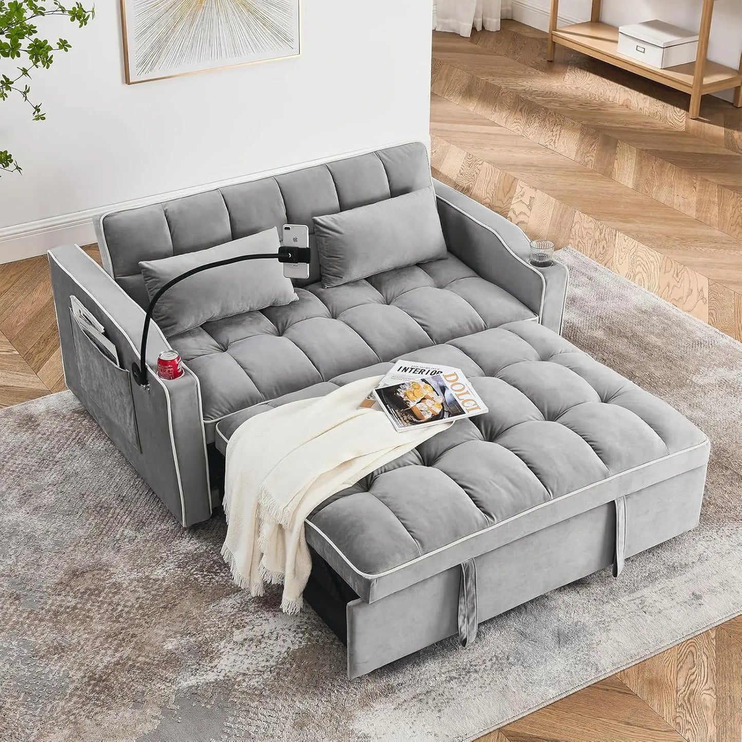 Loveseat Sleeper Sofa Bed with Adjustable Backrest