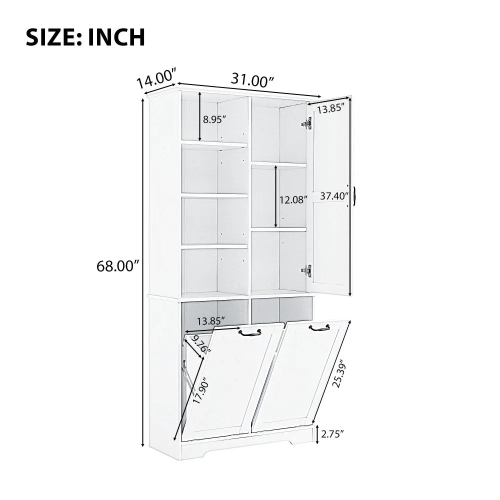 Bathroom Storage Cabinet with Tilt-Out Laundry Hamper