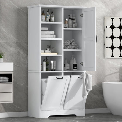 Bathroom Storage Cabinet with Tilt-Out Laundry Hamper