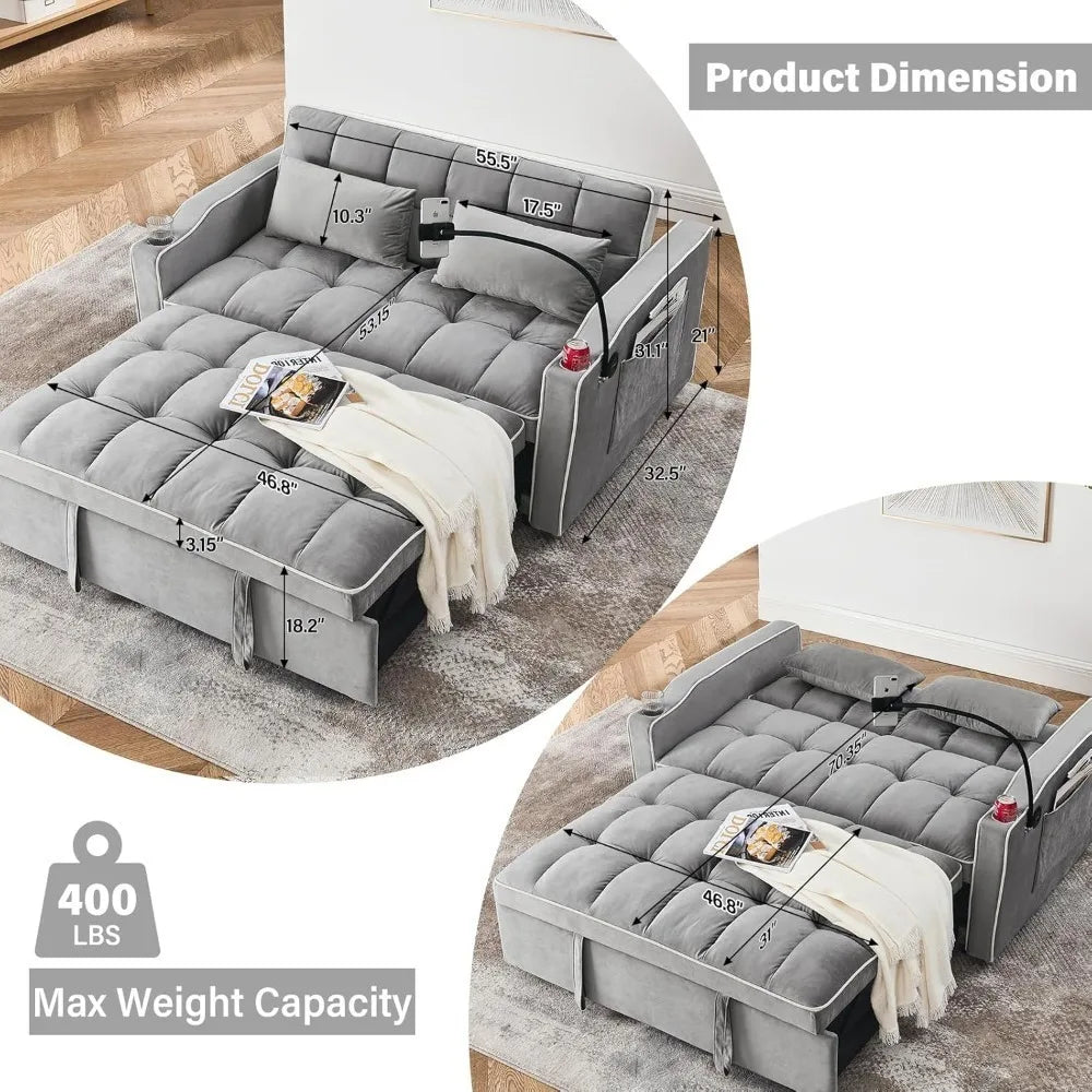 Loveseat Sleeper Sofa Bed with Adjustable Backrest