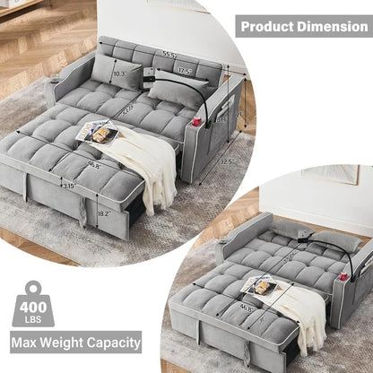 Loveseat Sleeper Sofa Bed with Adjustable Backrest