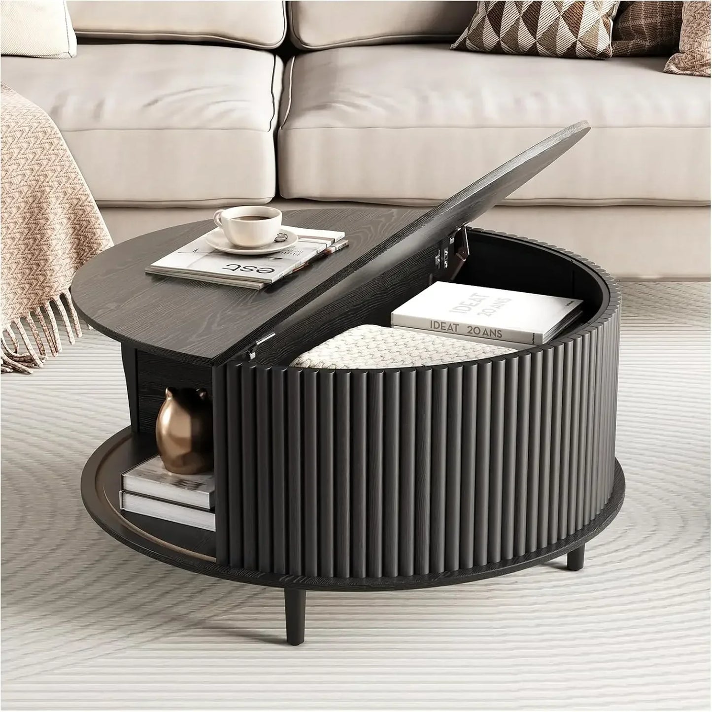 Round Coffee Table with Storage