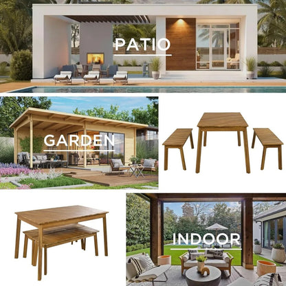 3 Pieces Outdoor Dining Table Set