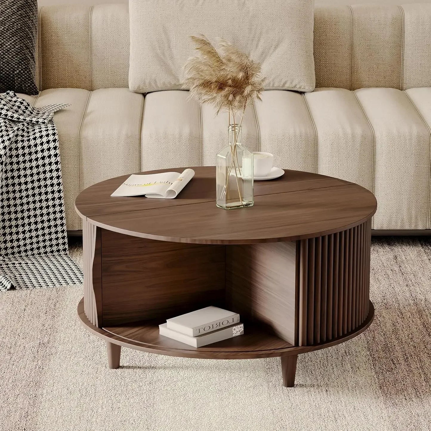 Round Coffee Table with Storage