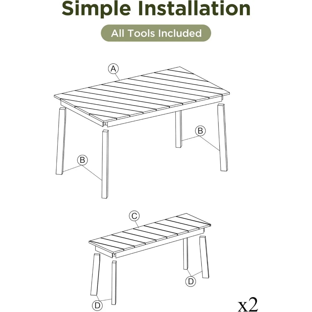 3 Pieces Outdoor Dining Table Set