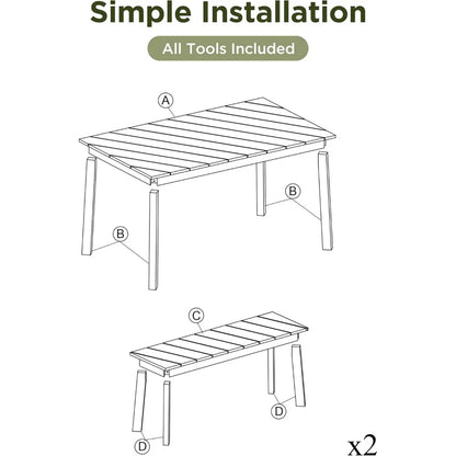 3 Pieces Outdoor Dining Table Set