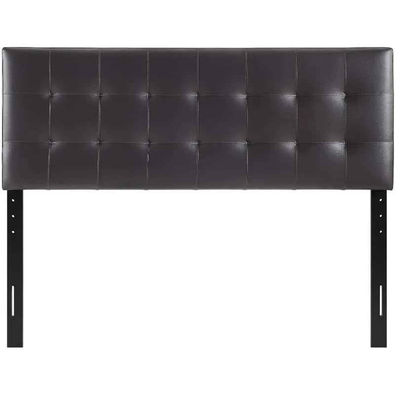 Tufted Faux Leather Upholstered Queen Headboard in Brown