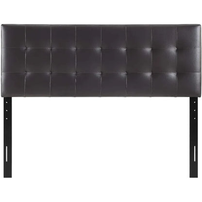 Tufted Faux Leather Upholstered Queen Headboard in Brown
