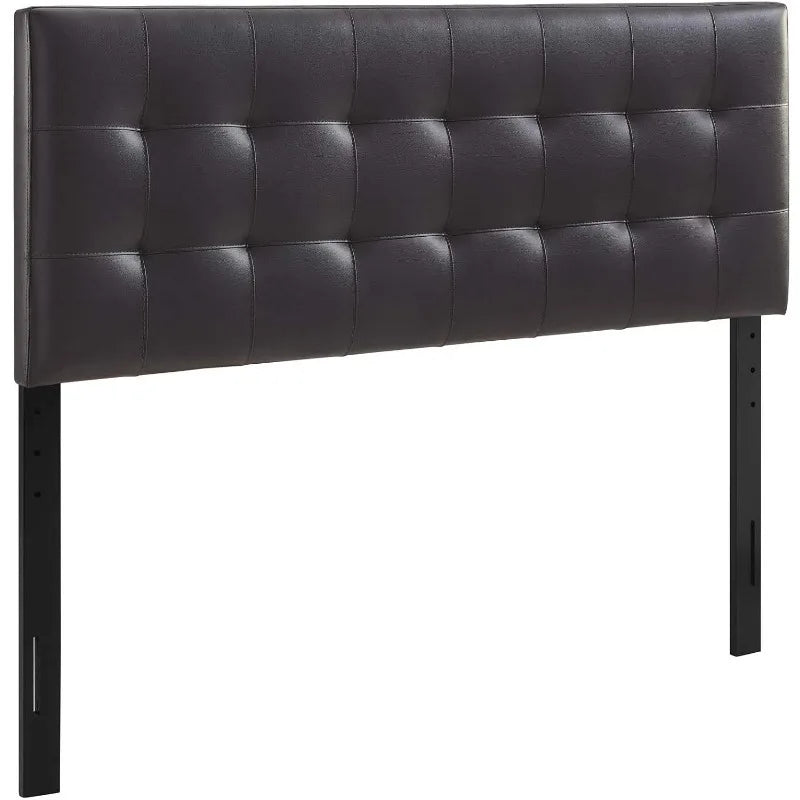 Tufted Faux Leather Upholstered Queen Headboard in Brown
