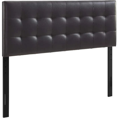 Tufted Faux Leather Upholstered Queen Headboard in Brown