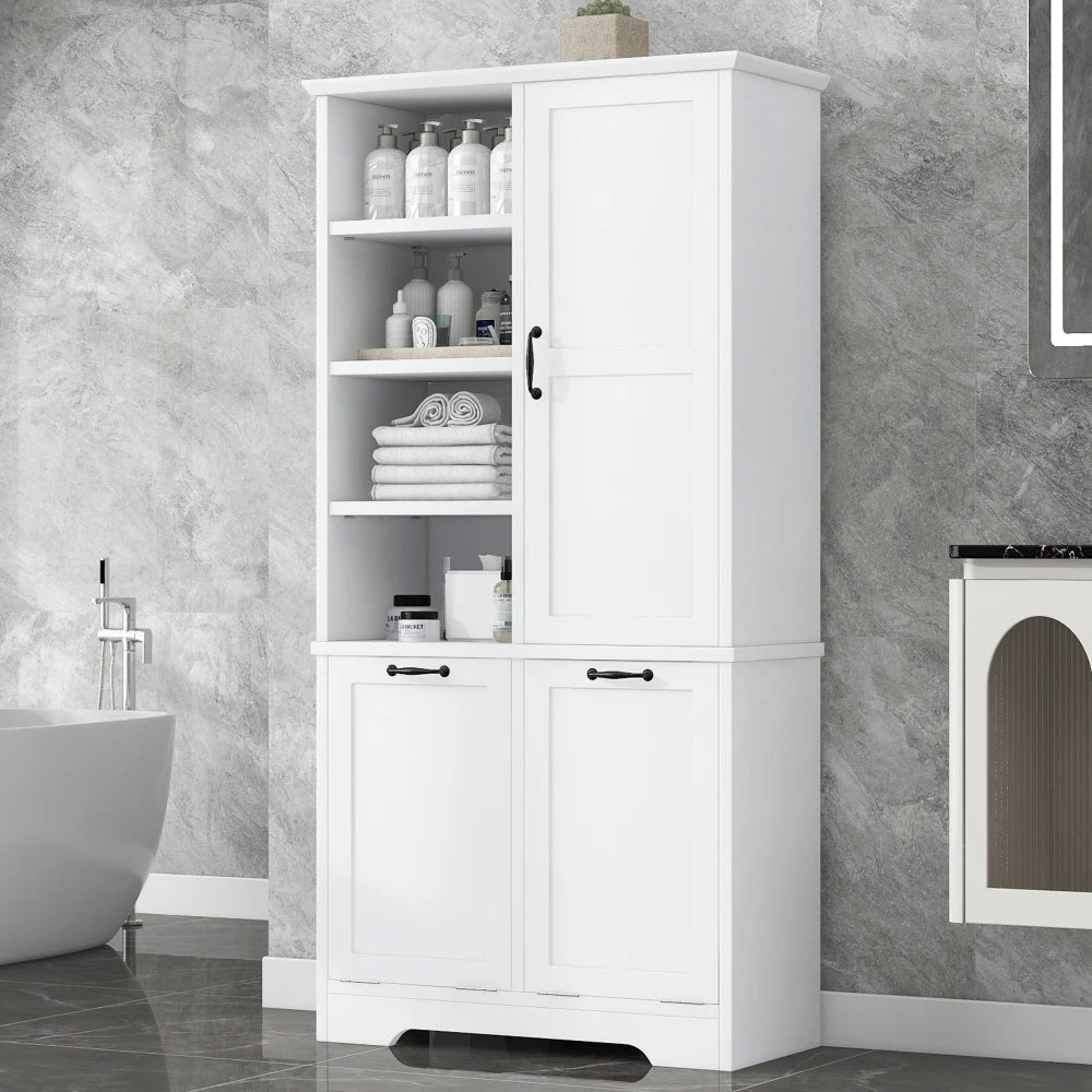 Bathroom Storage Cabinet with Tilt-Out Laundry Hamper