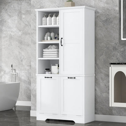 Bathroom Storage Cabinet with Tilt-Out Laundry Hamper