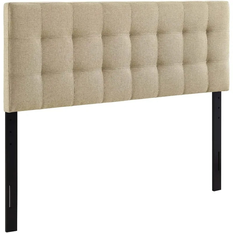 Linen Fabric Upholstered Queen Headboard in Beige