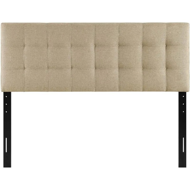 Linen Fabric Upholstered Queen Headboard in Beige