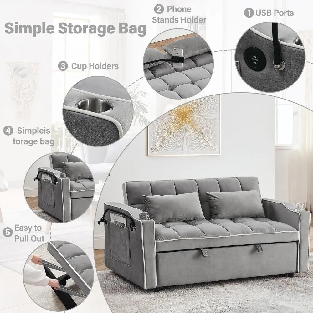 Loveseat Sleeper Sofa Bed with Adjustable Backrest