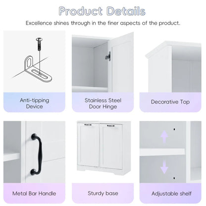 Bathroom Storage Cabinet with Tilt-Out Laundry Hamper