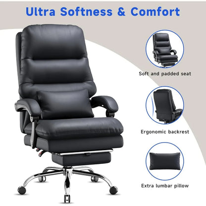 Executive Office Chair with Footrest and Lumbar Pillow,