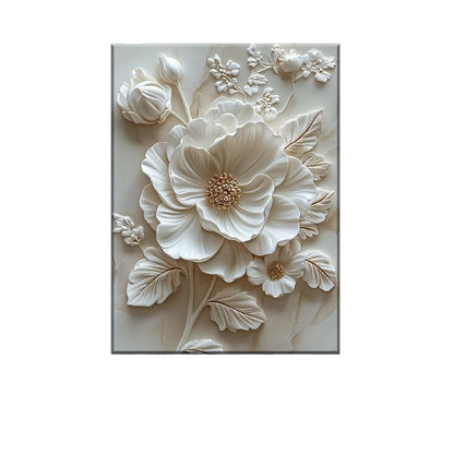 White Flower Pattern Wood Frame Canvas Murals