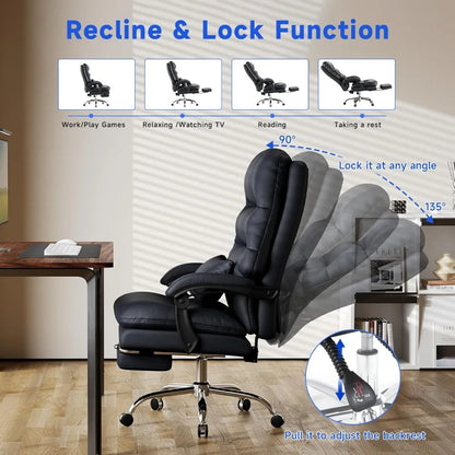 Executive Office Chair with Footrest and Lumbar Pillow,