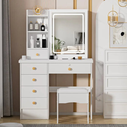 Dressing Table Vanity with Lighted Mirror
