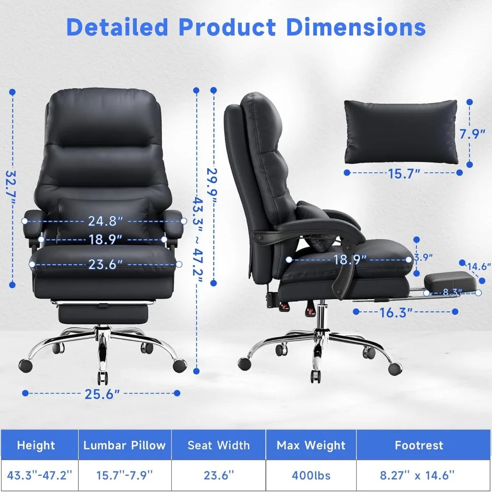Executive Office Chair with Footrest and Lumbar Pillow,
