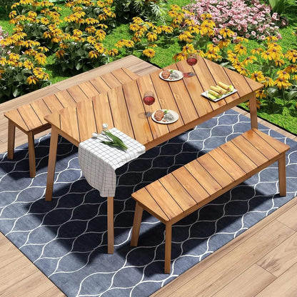 3 Pieces Outdoor Dining Table Set