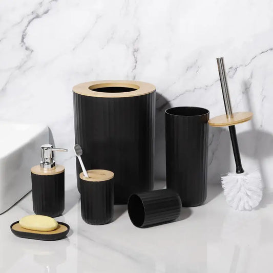 7 Pcs Bamboo Bathroom Accessories Set