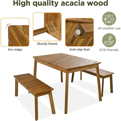 3 Pieces Outdoor Dining Table Set